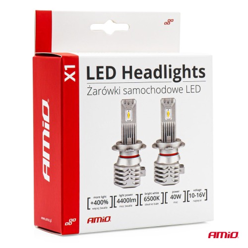 Amio - ΛΑΜΠΕΣ LED HΒ3 10-16V 40W 6.500K 4400lm (ΨΥΚΤΡΑ) X1 SERIES - 2ΤΕΜ. (02968/AM)