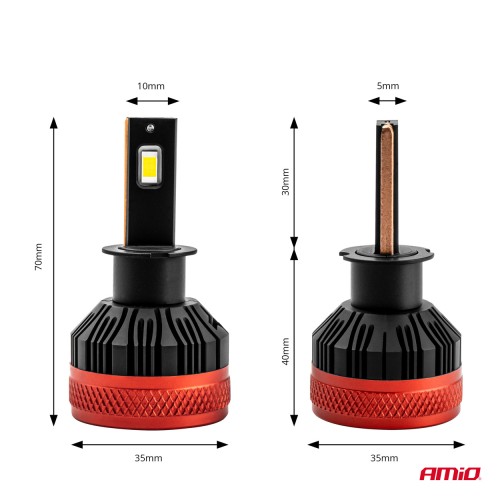 Amio - ΛΑΜΠΕΣ LED H3 10-16V 90W 6.500K 9900lm CAN BUS (ME ΑΝΕΜΙΣΤΗΡΑΚΙ) X3 SERIES - 2ΤΕΜ. (02978/AM)
