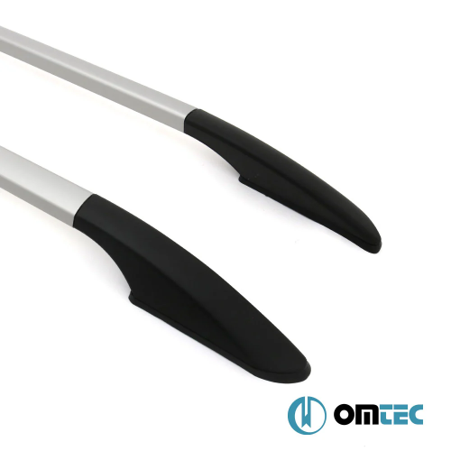 Omtec - Παράλληλες Μπάρες Οροφής Διαιρούμενες για Nissan NV200 2010 > / Chevrolet City Express 2015 > από Αλουμίνιο σε Ασημί Χρώμα και Μέγιστο Βάρος Φορτίου 75 kg - 2 τεμ. (D5035933/OM)