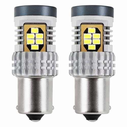 Amio - ΛΑΜΠΑΚΙΑ ΜΟΝΟΠΟΛΙΚΑ LED ΛΕΥΚΑ CAN-BUS P21W BA15S 12/24V 24xSMD 3020 - 2 TEM. (02797/AM)