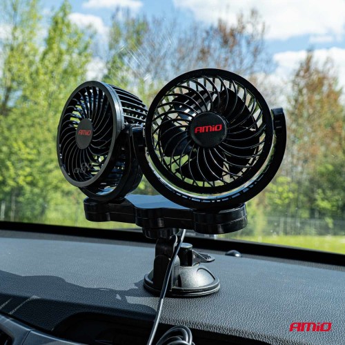 Amio - ΑΝΕΜΙΣΤΗΡΑΣ ΔΙΠΛΟΣ 12V 2χ4''(10,8cm) ΜΕ ΦΙΣ ΑΝΑΠΤΗΡΑ/2 ΤΑΧΥΤΗΤΩΝ/ ΜΕ ΒΕΝΤΟΥΖΑ PRO SERIES - 1 TEM. (03010/AM)