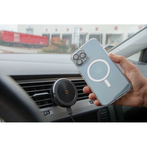 Μαγνητική Βάση Στήριξης Κινητού Mag Wireless Airvent της σειράς Optiline για Ίσιους Αεραγωγούς Αυτοκινήτου με δυνατότητα ασύρματης φόρτισης Max Power 15W, 15 μαγνήτες και 2 αυτοκόλλητα, μεταλλικά δακτυλίδια