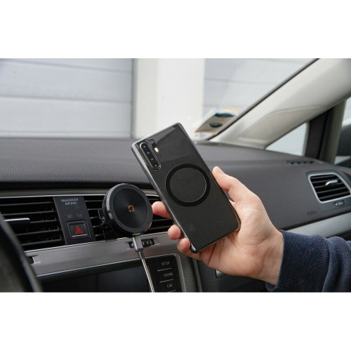 Μαγνητική Βάση Στήριξης Κινητού Mag Wireless Airvent της σειράς Optiline για Ίσιους Αεραγωγούς Αυτοκινήτου με δυνατότητα ασύρματης φόρτισης Max Power 15W, 15 μαγνήτες και 2 αυτοκόλλητα, μεταλλικά δακτυλίδια