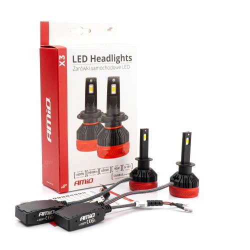 Amio - ΛΑΜΠΕΣ LED H1 9-16V 92W 6.500K 9900lm CANBUS ΜΕ ΑΝΕΜΙΣΤΗΡΑΚΙ X3 SERIES - 2ΤΕΜ. (02977/AM)