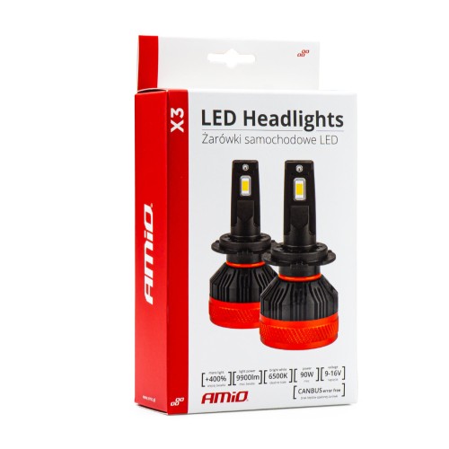Amio - ΛΑΜΠΕΣ LED H15 9-16V 90W 6.500K 9900lm CANBUS ΜΕ ΑΝΕΜΙΣΤΗΡΑΚΙ X3 SERIES - 2ΤΕΜ. (03309/AM)