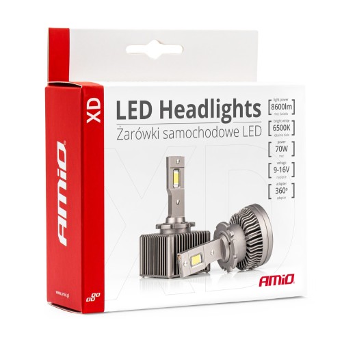 Amio - ΛΑΜΠΕΣ LED ΜΕ ΨΥΚΤΡΑ D1S/D1R 9-16V 70W 6.500K 8600lm XD SERIES - 2 ΤΕΜ. (03310/AM)