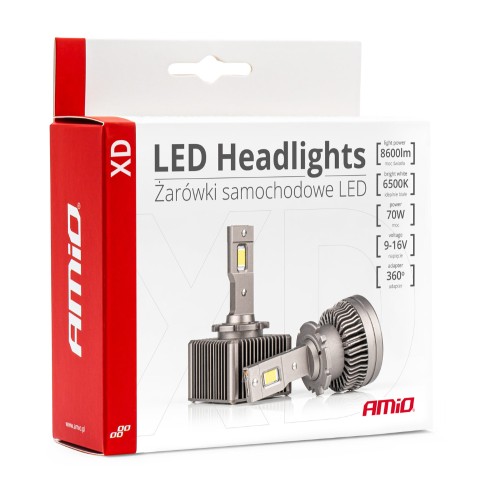 Amio - ΛΑΜΠΕΣ LED ΜΕ ΨΥΚΤΡΑ D2S/D2R 9-16V 70W 6.500K 8600lm XD SERIES - 2 ΤΕΜ. (03311/AM)