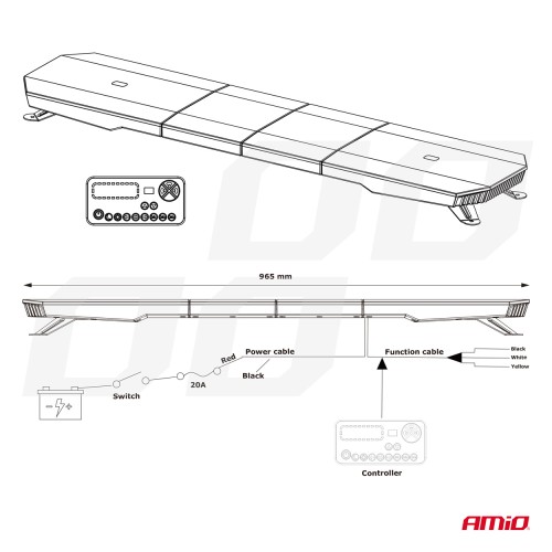 Amio - ΣΤΡΟΜΠΟ ΜΠΑΡΑ 12/24V 156xSMD LED 46'' 51 ΧΡΗΣΕΩΝ ΜΕ ΦΙΣ ΑΝΑΠΤΗΡΑ ΒΙΔΩΤΗ 1168x280X82mm​ - 1 TEM. (03344/AM)