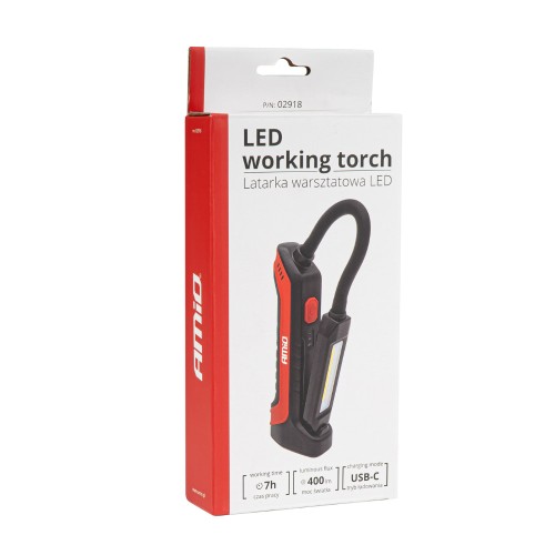 Amio - ΦΑΚΟΣ ΕΡΓΑΣΙΑΣ ΧΕΙΡΟΣ ΜΕ ΓΑΝΤΖΟ/ΜΑΓΝΗΤΗ USB-C COB+XPE LED 2200mAh 400x60x35mm - 1 TEM. (02918/AM)