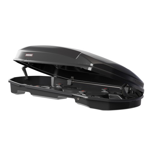 Menabo - Μπαγκαζιέρα Οροφής Satellite 600 Duo Black με T-track σε Μαύρο Γυαλιστερό Χρώμα από ABS Πλαστικό με Διαστάσεις 197,6x94,1x46,7 cm - 1 Τεμ. (14280/MB)