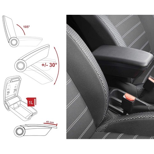 Ολοκληρωμένος Τεμπέλης Καθίσματος ARMSTER 3 PLUG & PLAY για Renault Express Van LHD 2021+ (με Εργοστασιακό Υποβραχιόνιο) από Πλαστικό και Vegan Δέρμα σε Μαύρο Χρώμα RATI - 1 τεμ.