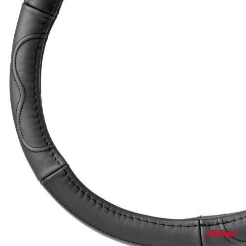 Amio - ΚΑΛΥΜΜΑ ΤΙΜΟΝΙΟΥ ΑΠΟ ΤΕΧΝΟΔΕΡΜΑ 41-43CM SWC-49-XL ΣΕ ΜΑΥΡΟ ΧΡΩΜΑ ΜΕ ΜΑΥΡΕΣ ΡΑΦΕΣ - 1 ΤΕΜ. (03553/AM)