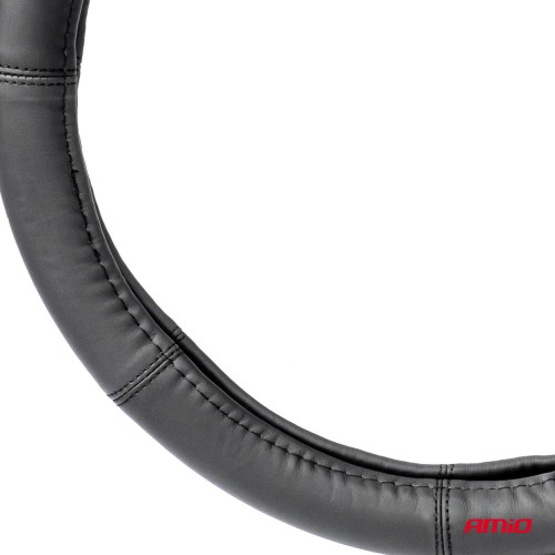 Amio - ΚΑΛΥΜΜΑ ΤΙΜΟΝΙΟΥ ΑΠΟ ΤΕΧΝΟΔΕΡΜΑ 41-43CM SWC-48-XL ΣΕ ΜΑΥΡΟ ΧΡΩΜΑ ΜΕ ΜΑΥΡΕΣ ΡΑΦΕΣ - 1 ΤΕΜ. (03548/AM)