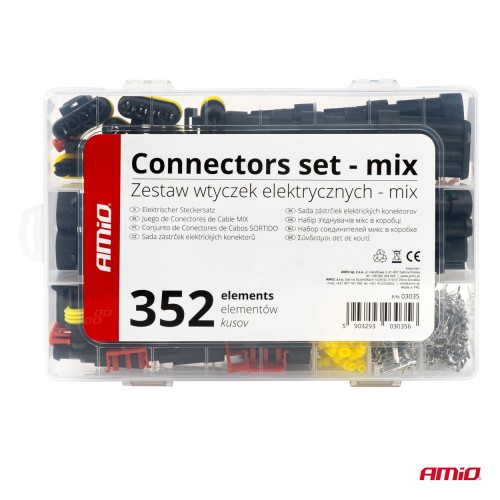 Amio - ΦΙΣ & ΒΥΣΜΑΤΑ ΚΑΛΩΔΙΩΝ 6 ΤΥΠΩΝ 12/24V ΑΡΣΕΝΙΚΑ ΚΑΙ ΘΗΛΥΚΑ ΣΕΤ - 352 ΤΕΜ. (03035/AM)