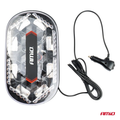 Amio - ΦΑΡΟΣ/ΜΠΑΡΑ MINI 12/24V 48SMD LED ΠΟΡΤΟΚΑΛΙ ΜΕ ΦΙΣ ΑΝΑΠΤΗΡΑ & ΜΑΓΝΗΤΙΚΗ ΒΑΣΗ 328x186x50mm - 1 ΤΕΜ. (03336/AM)