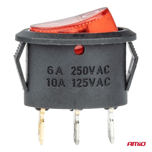 Amio - ΔΙΑΚΟΠΤΗΣ ON/OFF 3 ΕΠΑΦΩΝ 12V 230A ΟΒΑΛ ΚΟΚΚΙΝΟΣ ΦΩΤΙΣΜΟΣ - 1 ΤΕΜ. (03612/AM)