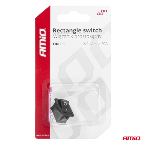 Amio - ΔΙΑΚΟΠΤΗΣ ON/OFF 3 ΕΠΑΦΩΝ 12V 20A 12mm x 19mm ΜΑΥΡΟΣ - 1 ΤΕΜ. (03082/AM)