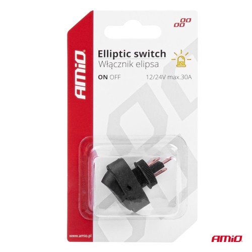 Amio - ΔΙΑΚΟΠΤΗΣ ON/OFF 3 ΕΠΑΦΩΝ ΜΕ LED ΚΙΤΡΙΝΟ 12/24V Φ12mm 30A ΜΕ ΣΠΕΙΡΩΜΑ ΟΒΑΛ - 1 ΤΕΜ. (03088/AM)