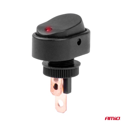 Amio - ΔΙΑΚΟΠΤΗΣ ON/OFF 3 ΕΠΑΦΩΝ ΜΕ LED ΚΟΚΚΙΝΟ12/24V Φ12mm 30A ΜΕ ΣΠΕΙΡΩΜΑ ΟΒΑΛ - 1 ΤΕΜ. (03089/AM)