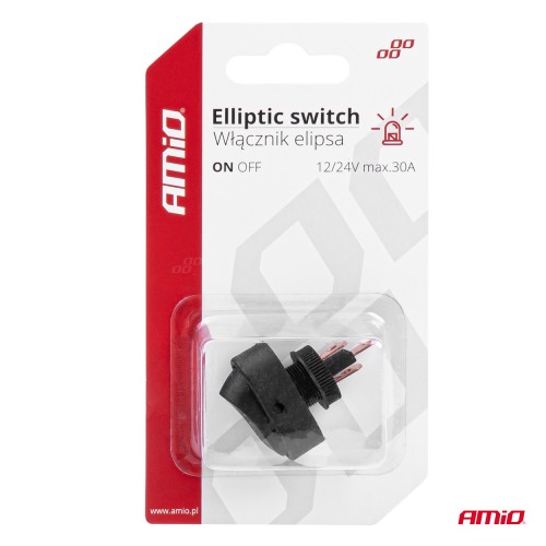 Amio - ΔΙΑΚΟΠΤΗΣ ON/OFF 3 ΕΠΑΦΩΝ ΜΕ LED ΚΟΚΚΙΝΟ12/24V Φ12mm 30A ΜΕ ΣΠΕΙΡΩΜΑ ΟΒΑΛ - 1 ΤΕΜ. (03089/AM)