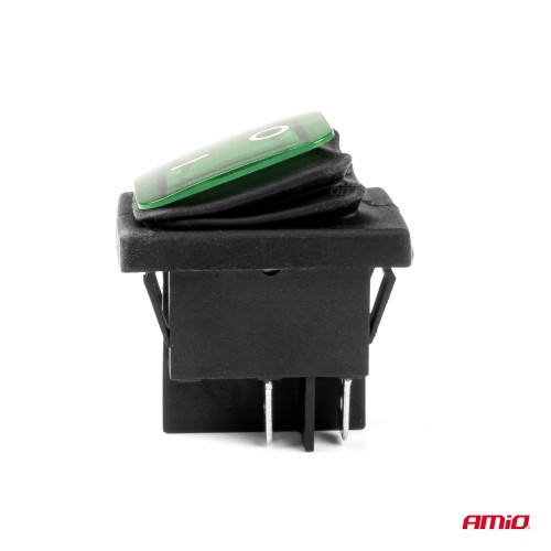 Amio - ΔΙΑΚΟΠΤΗΣ ON/OFF 4 ΕΠΑΦΩΝ 20A 12/24V ΠΡΑΣΙΝΟΣ ΦΩΤΙΣΜΟΣ ΟΡΘΟΓΩΝΙΟΣ - 1 ΤΕΜ. (03090/AM)