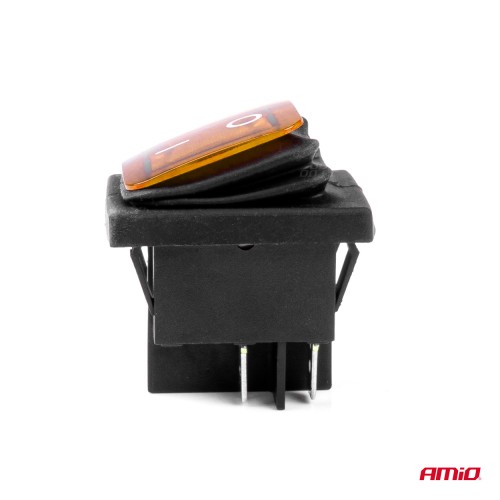 Amio - ΔΙΑΚΟΠΤΗΣ ON/OFF 4 ΕΠΑΦΩΝ 20A 12/24V ΚΙΤΡΙΝΟΣ ΦΩΤΙΣΜΟΣ ΟΡΘΟΓΩΝΙΟΣ - 1 ΤΕΜ. (03091/AM)