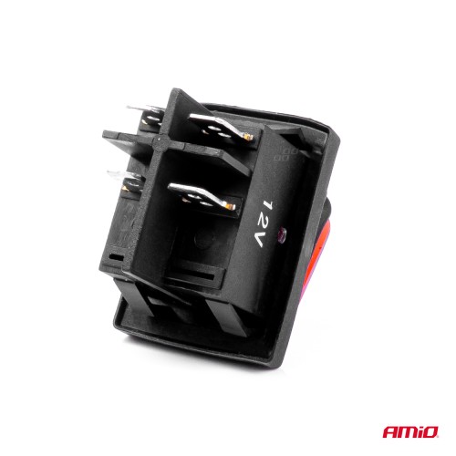 Amio - ΔΙΑΚΟΠΤΗΣ ON/OFF 4 ΕΠΑΦΩΝ 20A 12/24V ΚΟΚΚΙΝΟΣ ΦΩΤΙΣΜΟΣ ΟΡΘΟΓΩΝΙΟΣ - 1 ΤΕΜ. (03092/AM)
