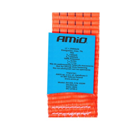 Amio - ΙΜΑΝΤΑΣ ΔΕΣΙΜΑΤΟΣ ΜΕ ΚΑΣΤΑΝΙΑ ΚΑΙ ΜΕΤΑΛΛΙΚΟΥΣ ΓΑΝΤΖΟΥΣ 12m/50mm 5000kg ΚΟΚΚΙΝΟ - 1 τεμ. (03301/AM)