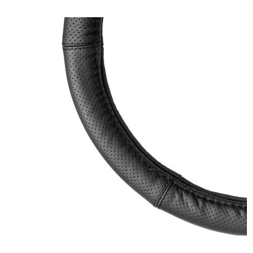 Amio - ΚΑΛΥΜΜΑ ΤΙΜΟΝΙΟΥ ΑΠΟ ΤΕΧΝΟΔΕΡΜΑ (L) 39-41cm SWC-50-L ΣΕ ΜΑΥΡΟ ΧΡΩΜΑ ΤΡΥΠΗΤΟ ΜΕ ΜΑΥΡΕΣ ΡΑΦΕΣ - 1 ΤΕΜ. (03557/AM)