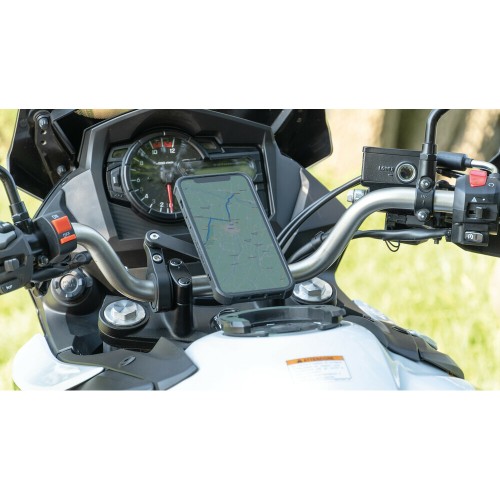 Διπλή Βάση Στήριξης Κινητού και Action Camera Combo 2.0 της σειράς Titan Optiline για Τιμόνι Μηχανής ή Ποδηλάτου με διάμετρο από 22 mm έως 35 mm με 3D αντικραδασμικό σύστημα dampener και σύστημα Duolock 2.0, συμβατή με Θήκες ή Αντάπτορες Κινητού Optiline
