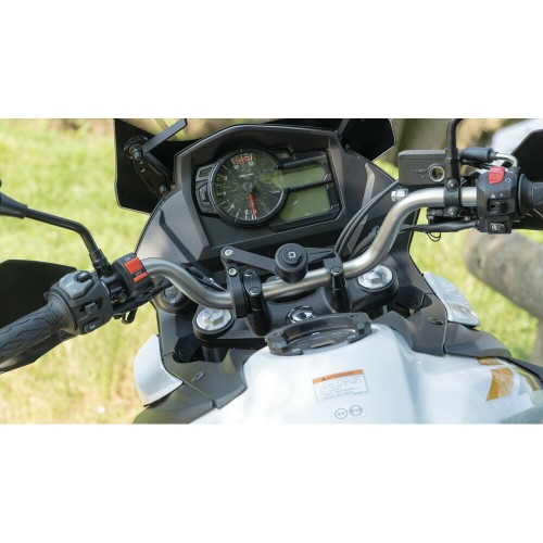 Διπλή Βάση Στήριξης Κινητού και Action Camera Combo 2.0 της σειράς Titan Optiline για Τιμόνι Μηχανής ή Ποδηλάτου με διάμετρο από 22 mm έως 35 mm με 3D αντικραδασμικό σύστημα dampener και σύστημα Duolock 2.0, συμβατή με Θήκες ή Αντάπτορες Κινητού Optiline