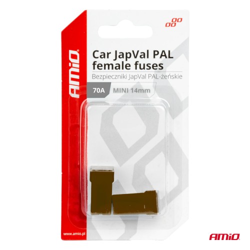 Amio - ΑΣΦΑΛΕΙΕΣ JapVal PAL ΜΙΝΙ 14mm ΘΗΛΥΚΕΣ 70A ΣΕ ΚΑΦΕ ΧΡΩΜΑ - 2 Τεμ. (03441/AM)