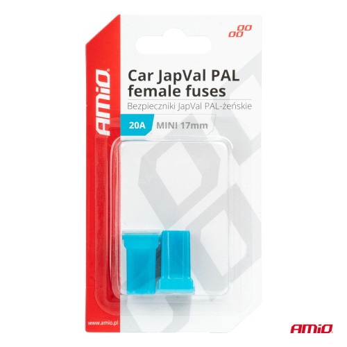 Amio - ΑΣΦΑΛΕΙΕΣ JapVal PAL ΜΙΝΙ 17mm ΘΗΛΥΚΕΣ 20A ΣΕ ΓΑΛΑΖΙΟ ΧΡΩΜΑ - 2 Τεμ. (03443/AM)