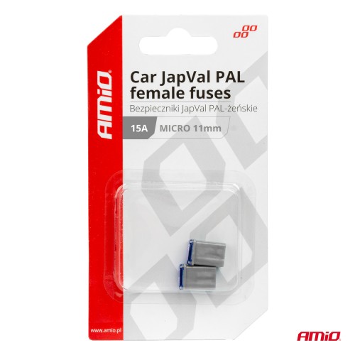 Amio - ΑΣΦΑΛΕΙΕΣ JapVal PAL ΜICRO 11mm ΘΗΛΥΚΕΣ 15A ΣΕ ΓΚΡΙ ΧΡΩΜΑ - 2 Τεμ. (03457/AM)