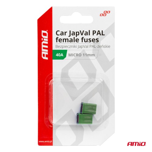 Amio - ΑΣΦΑΛΕΙΕΣ JapVal PAL ΜICRO 11mm ΘΗΛΥΚΕΣ 40A ΣΕ ΠΡΑΣΙΝΟ ΧΡΩΜΑ - 2 Τεμ. (03461/AM)