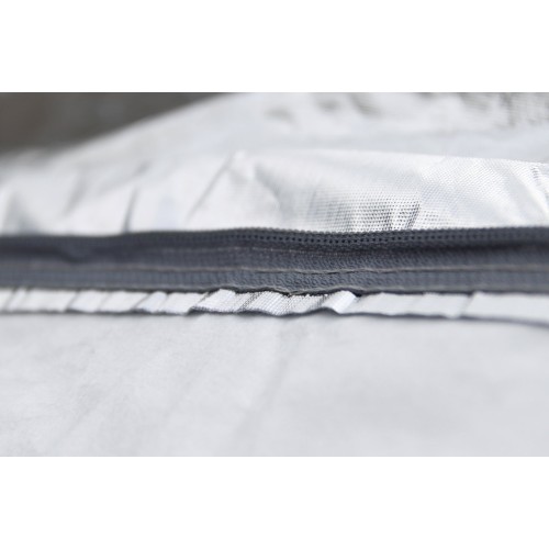 Amio - Κουκούλα Αυτοκινήτου Cotton 120g με φερμουάρ διάσταση 480 x 185 x 145 cm χρώμα ασημί μέγεθος SUV/Van Large για Επιβατικά Αυτοκίνητα - 1 τεμ. (01113/AM)