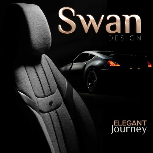 AMiO - Καλύμματα Καθισμάτων OTOM Swan 501 Black Μαύρο/Γκρι Σκούρο Λινό Ύφασμα και Δερματίνη για Μπροστινά και Πίσω Καθίσματα με 5 Προσκέφαλα - 1 Σετ (OT86751/AM)