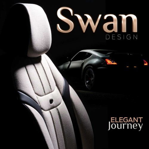 AMiO - Καλύμματα Καθισμάτων OTOM Swan 503 Beige Μαύρο/Μπεζ Λινό Ύφασμα και Δερματίνη για Μπροστινά και Πίσω Καθίσματα με 5 Προσκέφαλα - 1 Σετ (OT86753/AM)