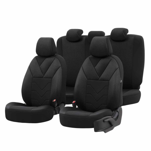 Amio - Καλύμματα Καθισμάτων OTOM Ruby 1202 Grey/Black σε Μαύρο/Σκούρο Γκρι Λινό και Δερματίνη για Μπροστινά και Πίσω Καθίσματα με 5 Προσκέφαλα - 1 σετ. (OT77345/AM)