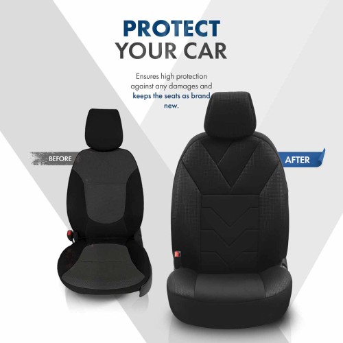 Amio - Καλύμματα Καθισμάτων OTOM Ruby 1202 Grey/Black σε Μαύρο/Σκούρο Γκρι Λινό και Δερματίνη για Μπροστινά και Πίσω Καθίσματα με 5 Προσκέφαλα - 1 σετ. (OT77345/AM)