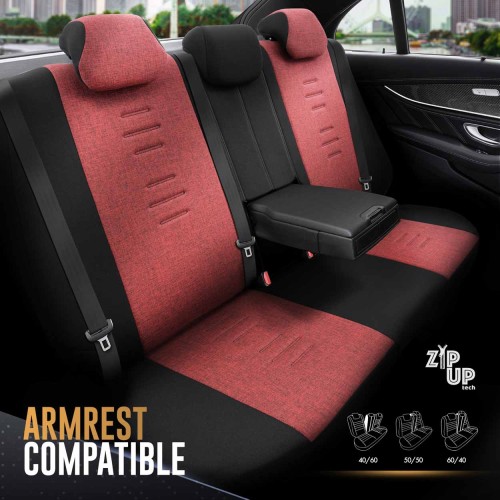 AMiO - Καλύμματα Καθισμάτων OTOM Throne 103 Red σε Μαύρο/Γκρι/Κόκκινο Ύφασμα και Δερματίνη για Μπροστινά και Πίσω Καθίσματα με 5 Προσκέφαλα - 1 Σετ (OT86756/AM)