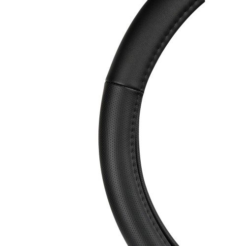 Lampa Κάλυμμα Τιμονιού Αυτοκινήτου Classic Premium 35/37εκ. Άοσμο με διάτρητες λαβές Ultra soft Skeentex Μαύρο με Μαύρη Ραφή 1-τεμ. (L3315.4)