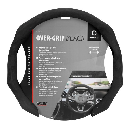 Lampa Κάλυμμα Τιμονιού Αυτοκινήτου Over-Grip, σπορ Άοσμο Σουέτ ύφασμα από μικροΐνες, universal Μαύρο 1-τεμ. (L3307.7)