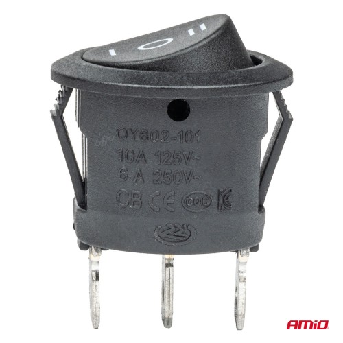 Amio - ΔΙΑΚΟΠΤΗΣ 230V 6A ON-OFF-ON 3 ΕΠΑΦΩΝ ΣΤΡΟΓΓΥΛΟΣ BU03 - 1 ΤΕΜ. (03614/AM)