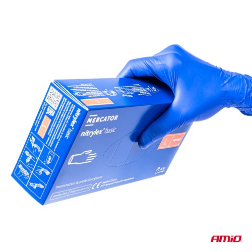 Amio - ΓΑΝΤΙΑ ΝΙΤΡΙΛΙΟΥ MERCATOR NITRYLEX BASIC ΣΕ ΜΠΛΕ ΧΡΩΜΑ SMALL (S) - 100 ΤΕΜ. (MER02956/AM)