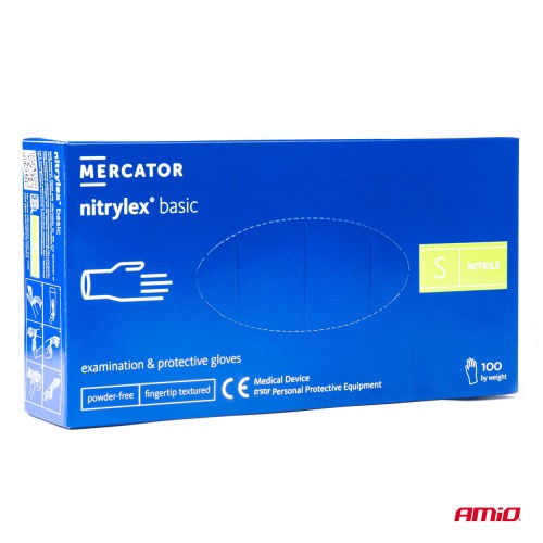Amio - ΓΑΝΤΙΑ ΝΙΤΡΙΛΙΟΥ MERCATOR NITRYLEX BASIC ΣΕ ΜΠΛΕ ΧΡΩΜΑ SMALL (S) - 100 ΤΕΜ. (MER02956/AM)