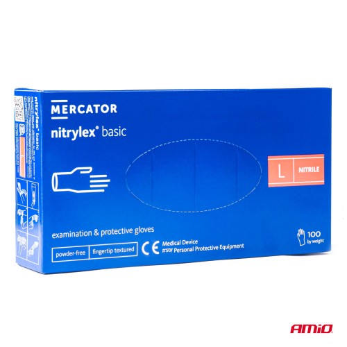 Amio - ΓΑΝΤΙΑ ΝΙΤΡΙΛΙΟΥ MERCATOR NITRYLEX BASIC ΜΙΑΣ ΧΡΗΣΗΣ ΣΕ ΜΠΛΕ ΧΡΩΜΑ LARGE (L) - 100 ΤΕΜ. (MER02958/AM)