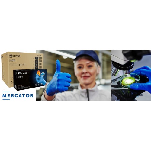 Amio - ΓΑΝΤΙΑ ΝΙΤΡΙΛΙΟΥ MERCATOR GOGRIP ΣΕ ΜΠΛΕ ΧΡΩΜΑ MEDIUM (M) - 50 ΤΕΜ. (MER20315/AM)