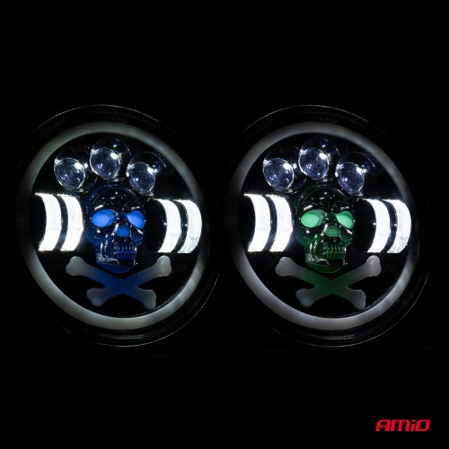 Amio - ΠΡΟΒΟΛΕΑΣ ΕΡΓΑΣΙΑΣ ΣΤΡΟΓΓΥΛΟΣ LED SKULL 5.500lm 9>36V 60W 6.000K -Φ170x170x65mm 4 ΧΡΗΣΕΩΝ - 1 ΤΕΜ. (03695/AM)