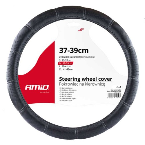 Amio - ΚΑΛΥΜΜΑ ΤΙΜΟΝΙΟΥ SWC-29-M 37-39cm ΔΙΑΤΡΗΤΟ ΜΑΥΡΟ ΜΕ ΓΚΡΙ ΡΑΦΗ - 1 Τεμ. (02566/AM)